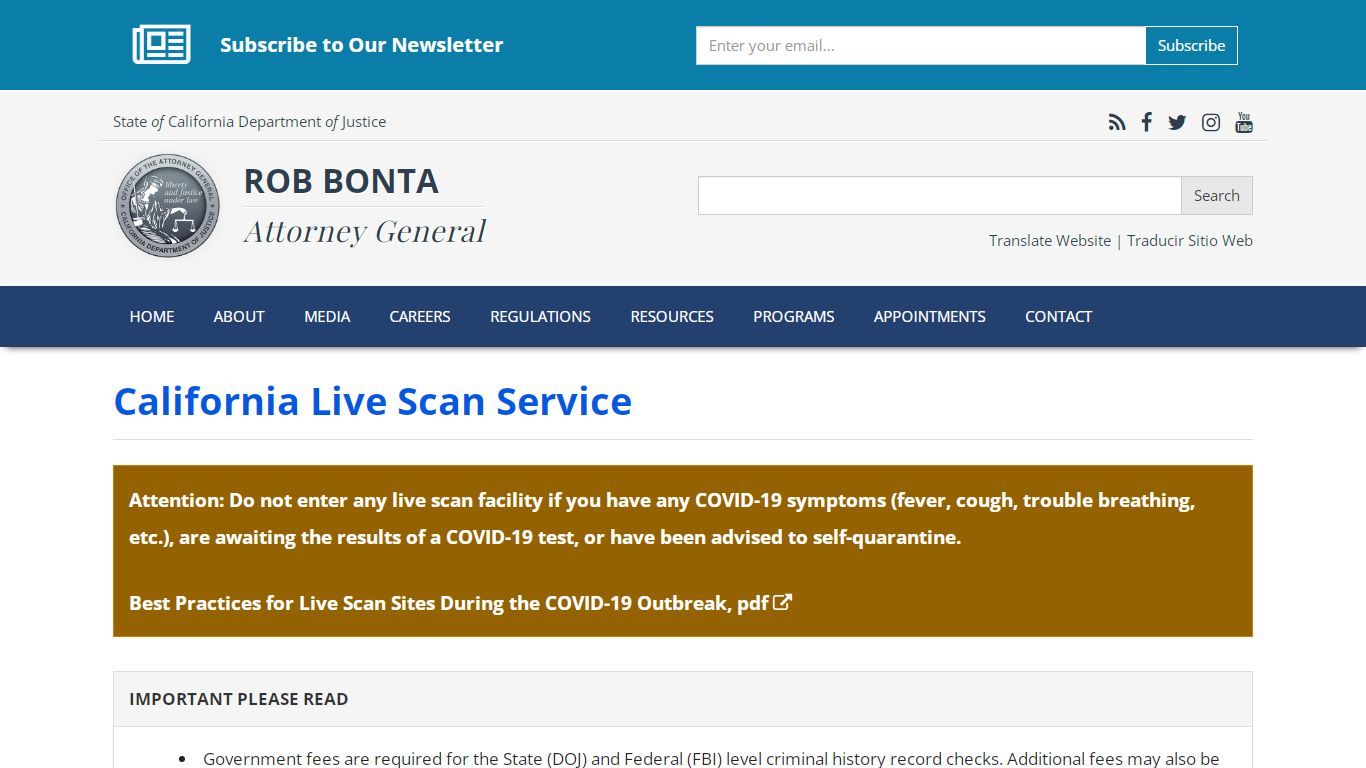 California Live Scan Service - Department of Justice